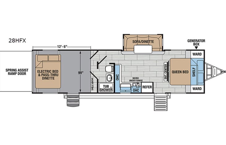 Representative floor plan provided by a trusted RVshare partner.