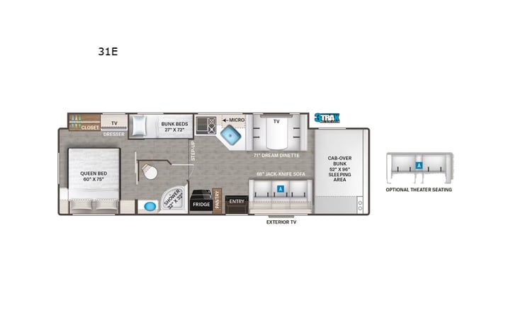 Representative floor plan provided by a trusted RVshare partner.