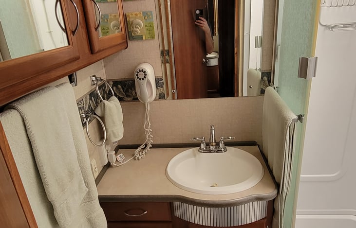 No place better to wash up and shower than your own private bathroom!