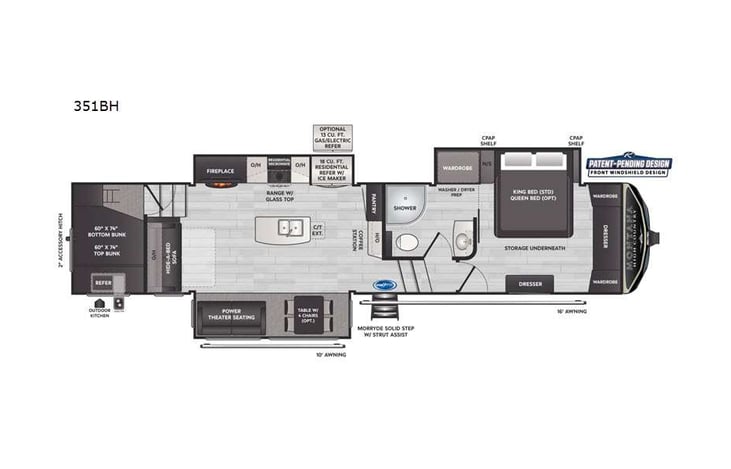 Representative floor plan provided by a trusted RVshare partner.
