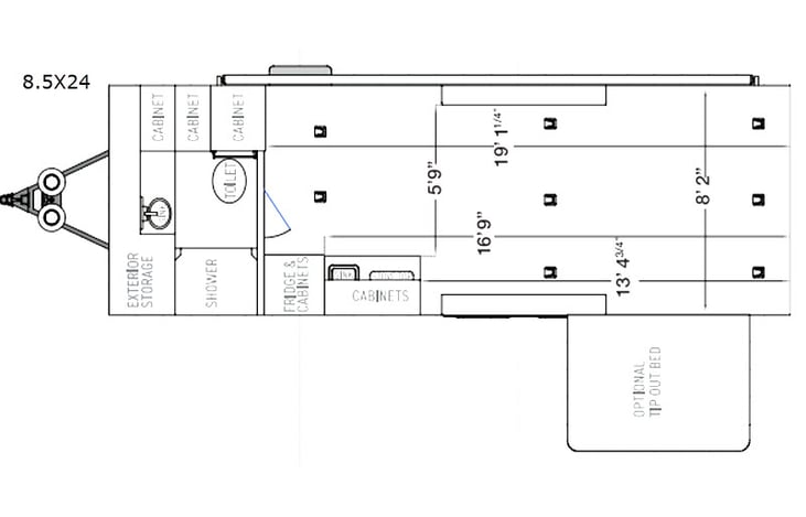 Representative floor plan provided by a trusted RVshare partner.