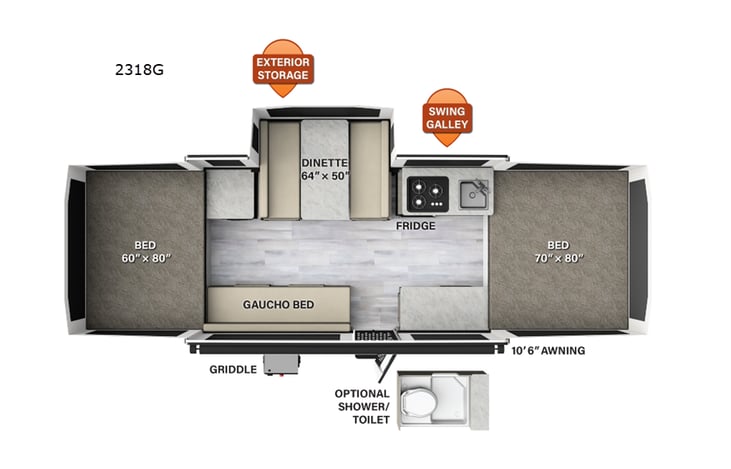 Representative floor plan provided by a trusted RVshare partner.