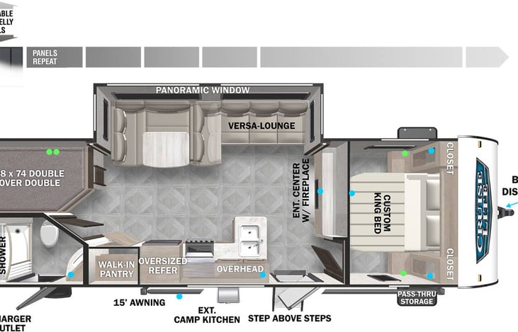 Floor Plan, although it says King bed it is actually a Queen.