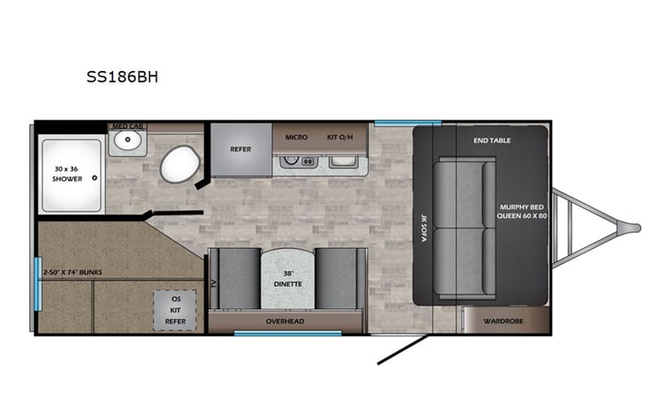 Representative floor plan provided by a trusted RVshare partner.