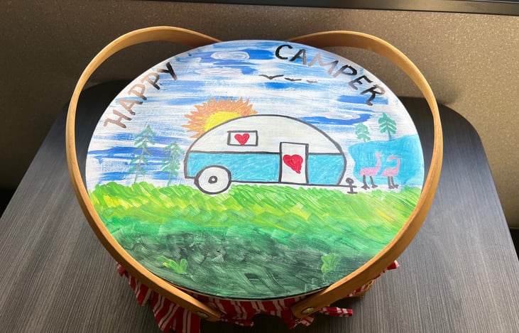 Little family project basket painting to share with our valued clients! Grandma, mom and the princess of the house painted this with LOVE.
