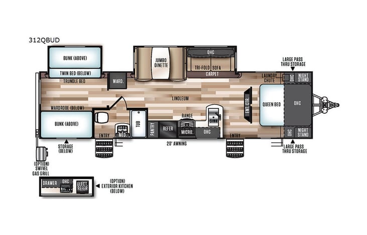 Representative floor plan provided by a trusted RVshare partner.
