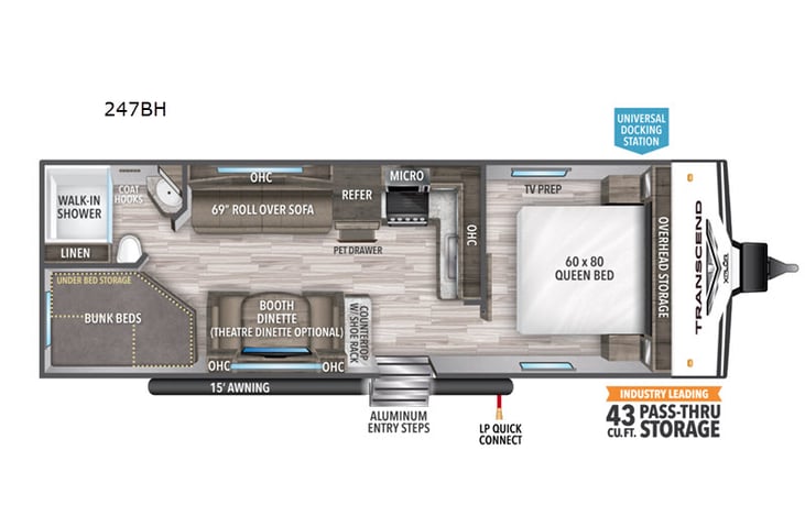 Representative floor plan provided by a trusted RVshare partner.