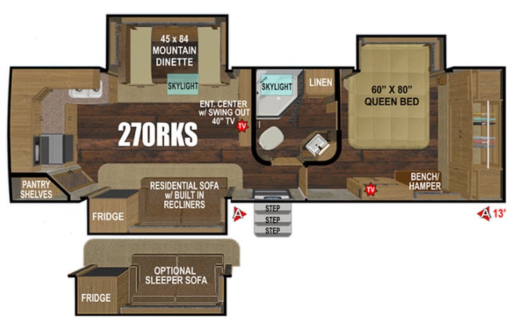 Representative floor plan provided by a trusted RVshare partner.