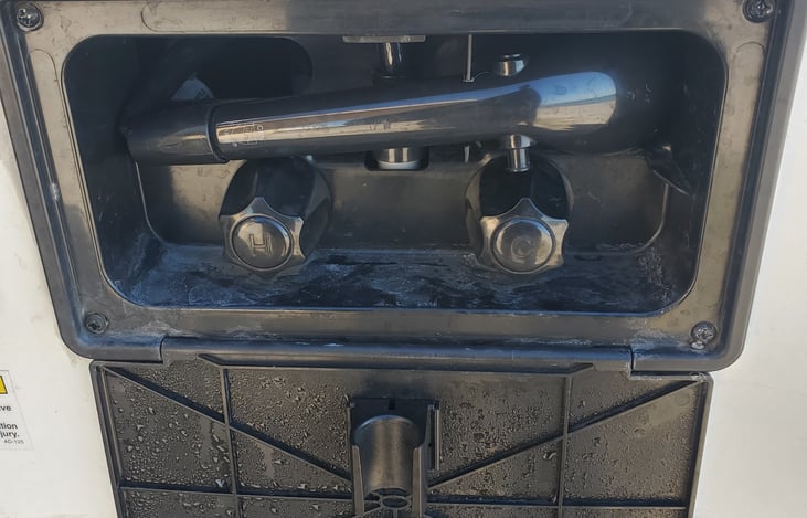 Hot and cold water outdoor shower