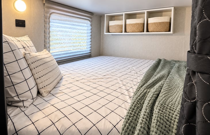 Bottom Bunk with storage.