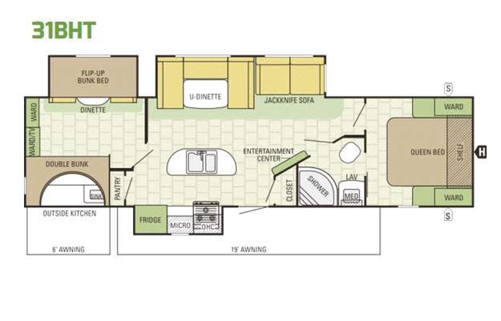 Representative floor plan provided by a trusted RVshare partner.
