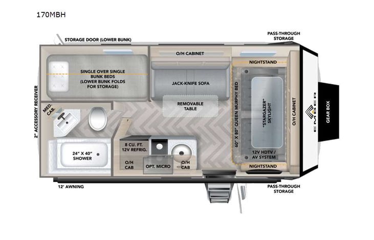 Representative floor plan provided by a trusted RVshare partner.