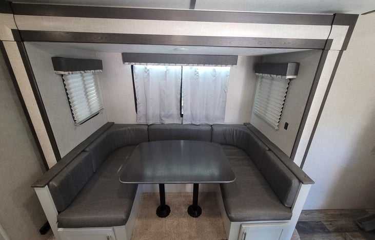 Slide out booth, fits everyone from the kids to grown men!