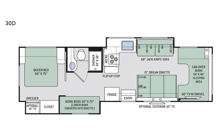 Representative floor plan provided by a trusted RVshare partner.