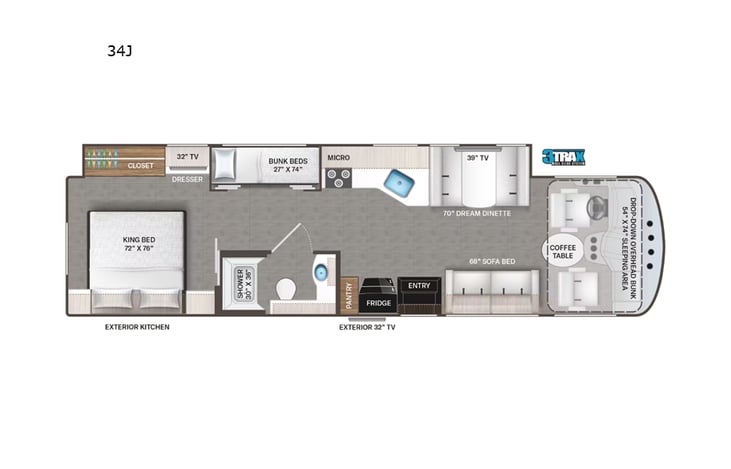 Representative floor plan provided by a trusted RVshare partner.