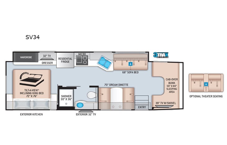 Representative floor plan provided by a trusted RVshare partner.