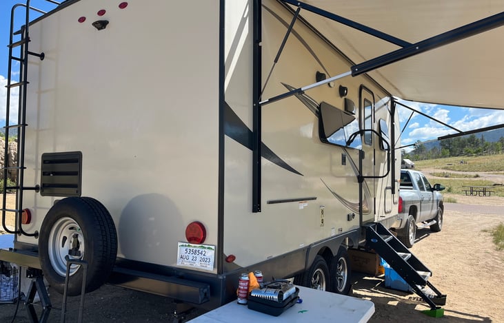 The awning provides the shade you need on those warm summer days.