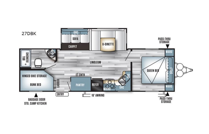 Representative floor plan provided by a trusted RVshare partner.