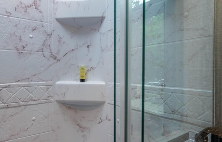 Relax after a long day hiking in a nice hot shower.  But if you don't have a sewer hookup, conserve your water so you don't fill up the waste tanks quickly.