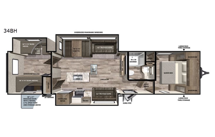 Representative floor plan provided by a trusted RVshare partner.