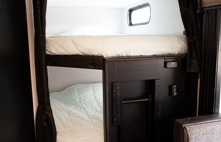 Double bunkbeds with foam mattress topper for extra comfort
