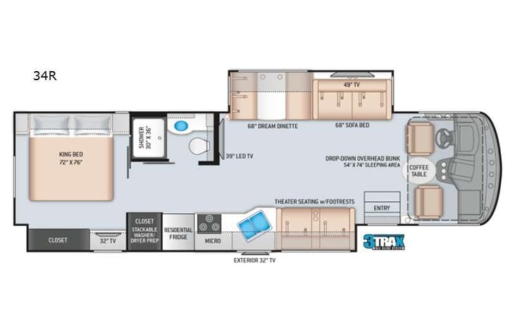 Representative floor plan provided by a trusted RVshare partner.