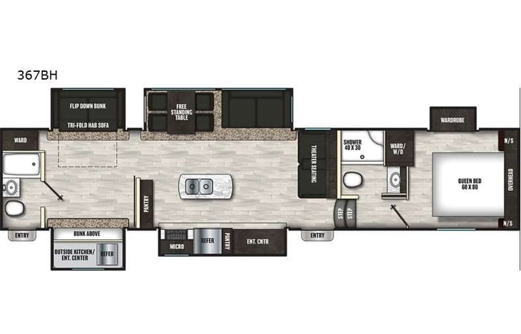 Representative floor plan provided by a trusted RVshare partner.