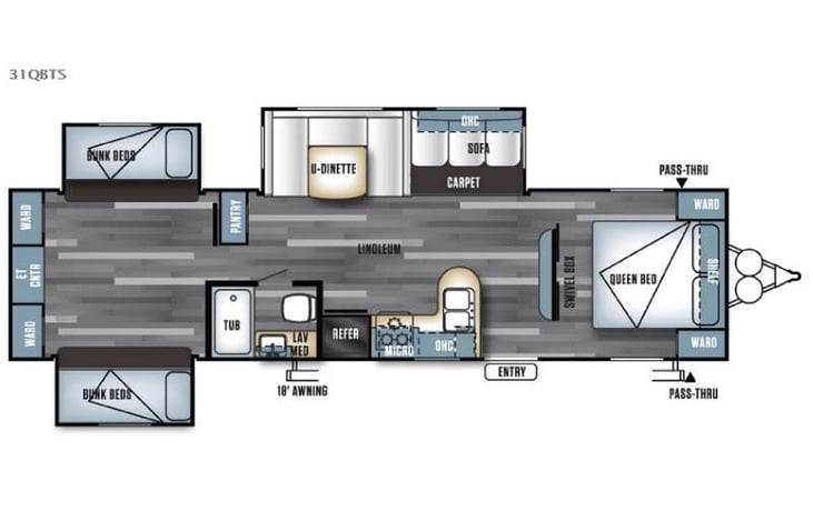 Representative floor plan provided by a trusted RVshare partner.