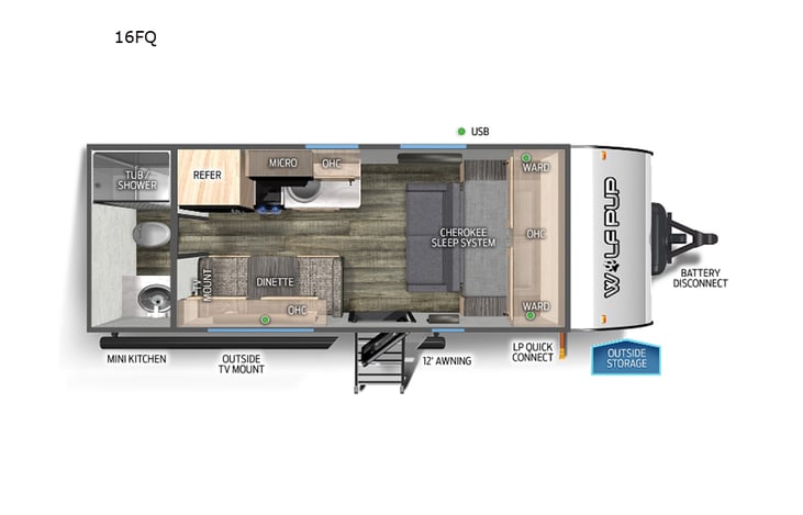 Representative floor plan provided by a trusted RVshare partner.