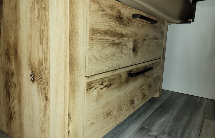 2 drawers each side under bed, so you don't have to live out of a suitcase.