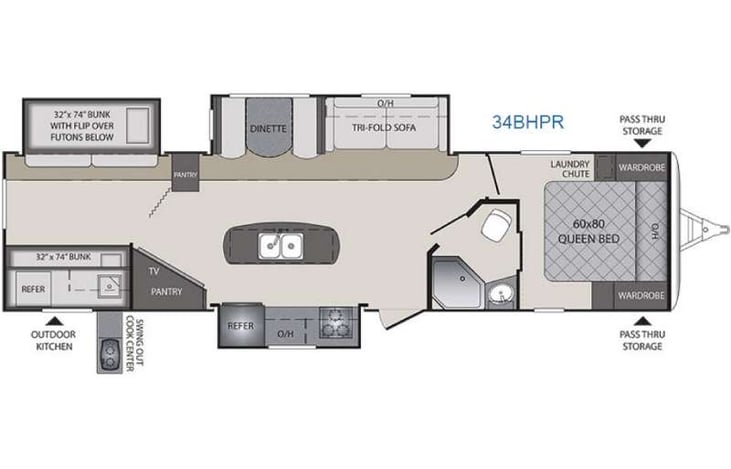 Representative floor plan provided by a trusted RVshare partner.