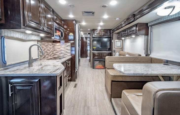 Looking in from the front cab