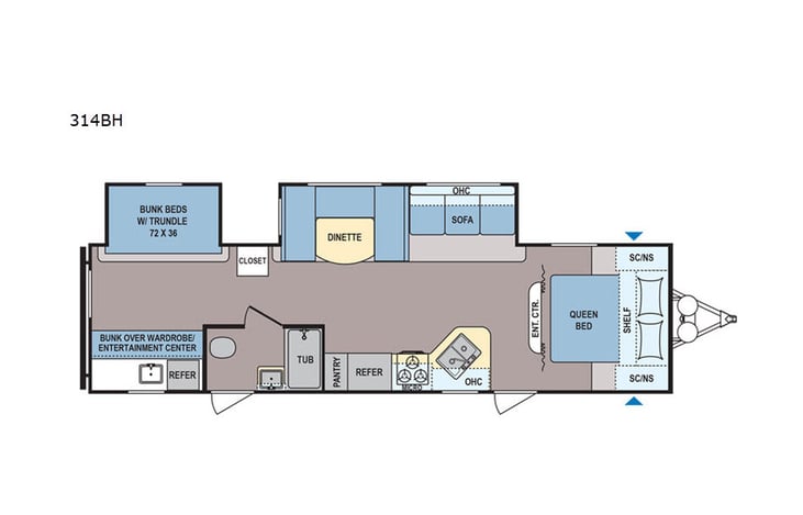 Representative floor plan provided by a trusted RVshare partner.