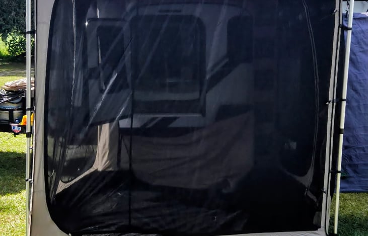 Add on screen room to arb awning. It also has privacy panels