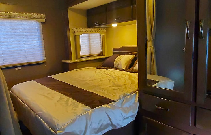 Queen sized comfortable master bed.