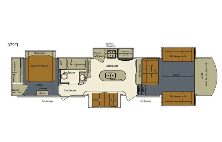 Representative floor plan provided by a trusted RVshare partner.