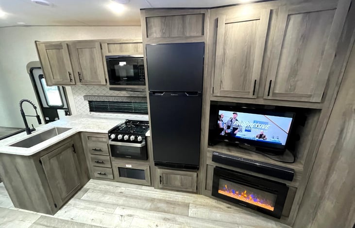 Kitchen and entertainment area