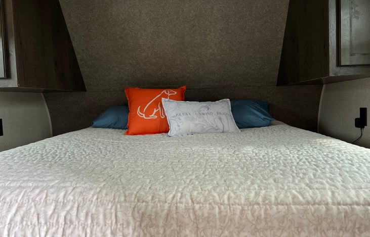 Queen bed in master bedroom