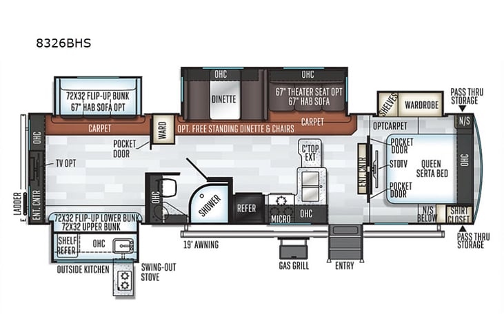 Representative floor plan provided by a trusted RVshare partner.