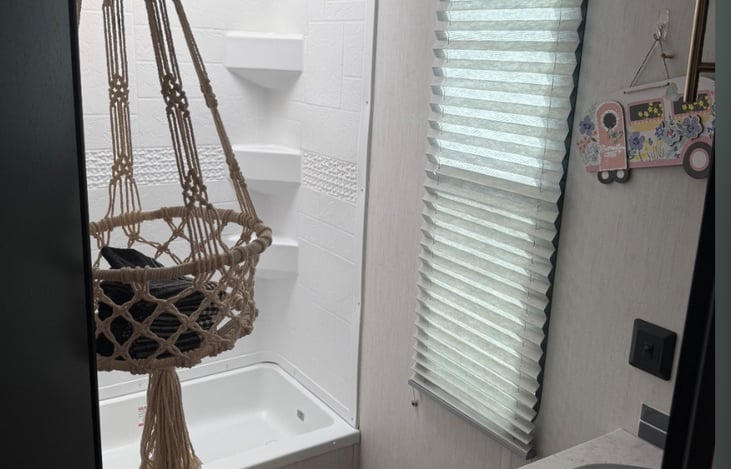 Shower, sink and toilet