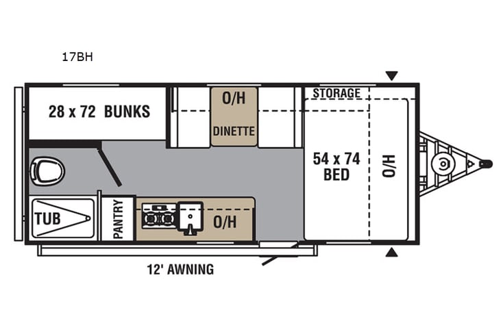 Representative floor plan provided by a trusted RVshare partner.