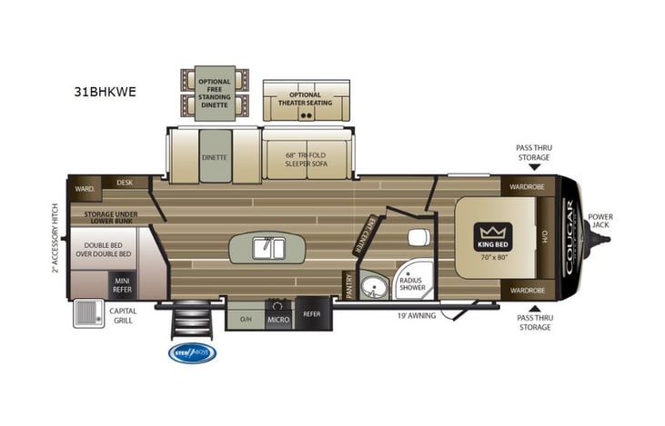 Representative floor plan provided by a trusted RVshare partner.