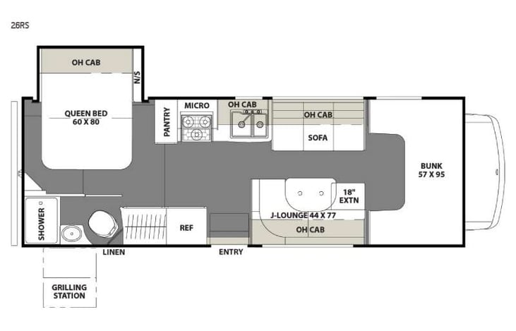 Representative floor plan provided by a trusted RVshare partner.