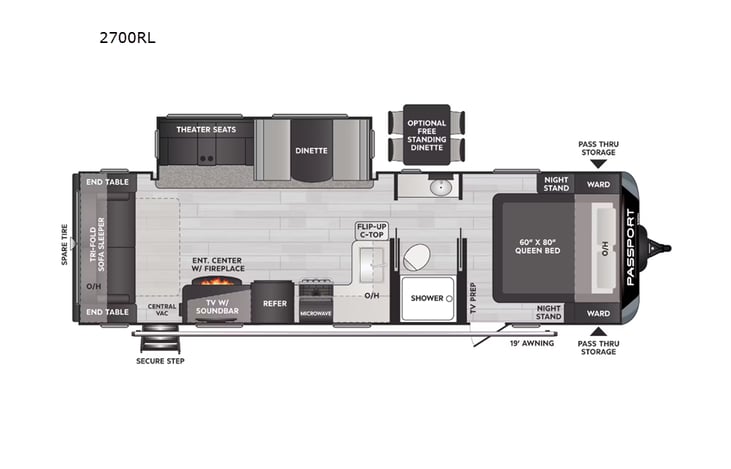 Representative floor plan provided by a trusted RVshare partner.