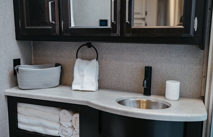 plenty of space in the bathroom.  All towels, hand towels and washcloths are supplied