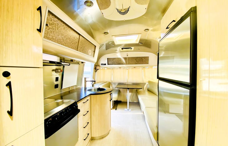 Modern RV Kitchen – Fully Equipped Travel Trailer Rental in California