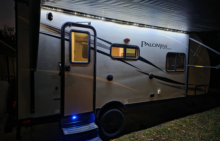 Night lights for steps and awning.