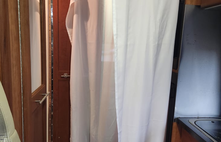 Expandable shower/ bathroom area.