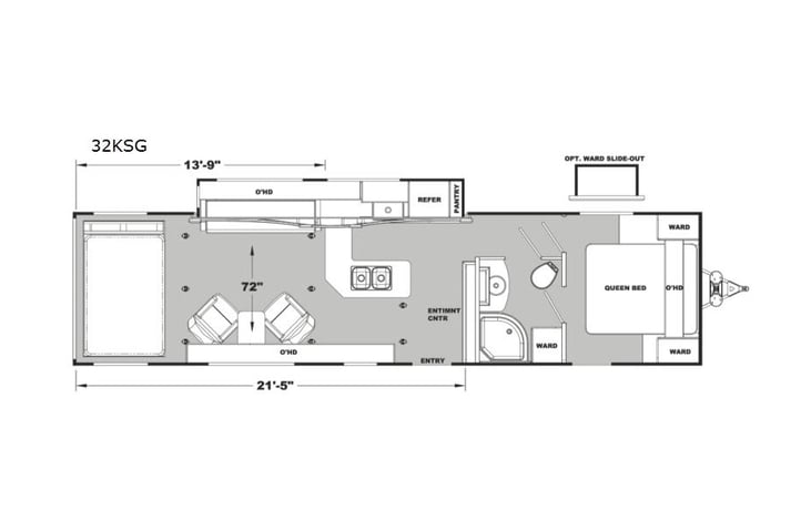 Representative floor plan provided by a trusted RVshare partner.