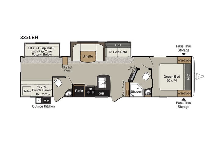 Representative floor plan provided by a trusted RVshare partner.